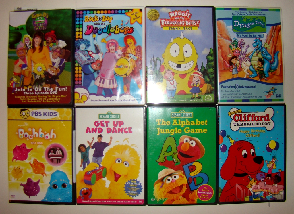 8 Childrens DVDS - Sesame street, Clifford Dragon Tales. 